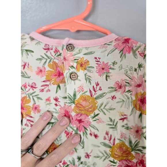 Mudpie Gown Infants 0-3 Months White Pink Knotted Gown Floral Bamboo Baby Girl - Picture 5 of 8